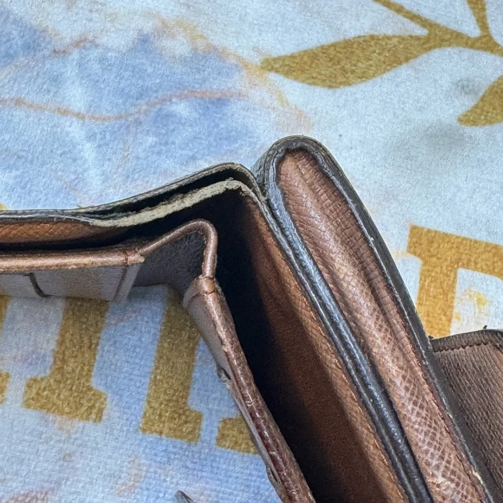 Louis Vuitton Brown Monogram Wallet with Gold Button